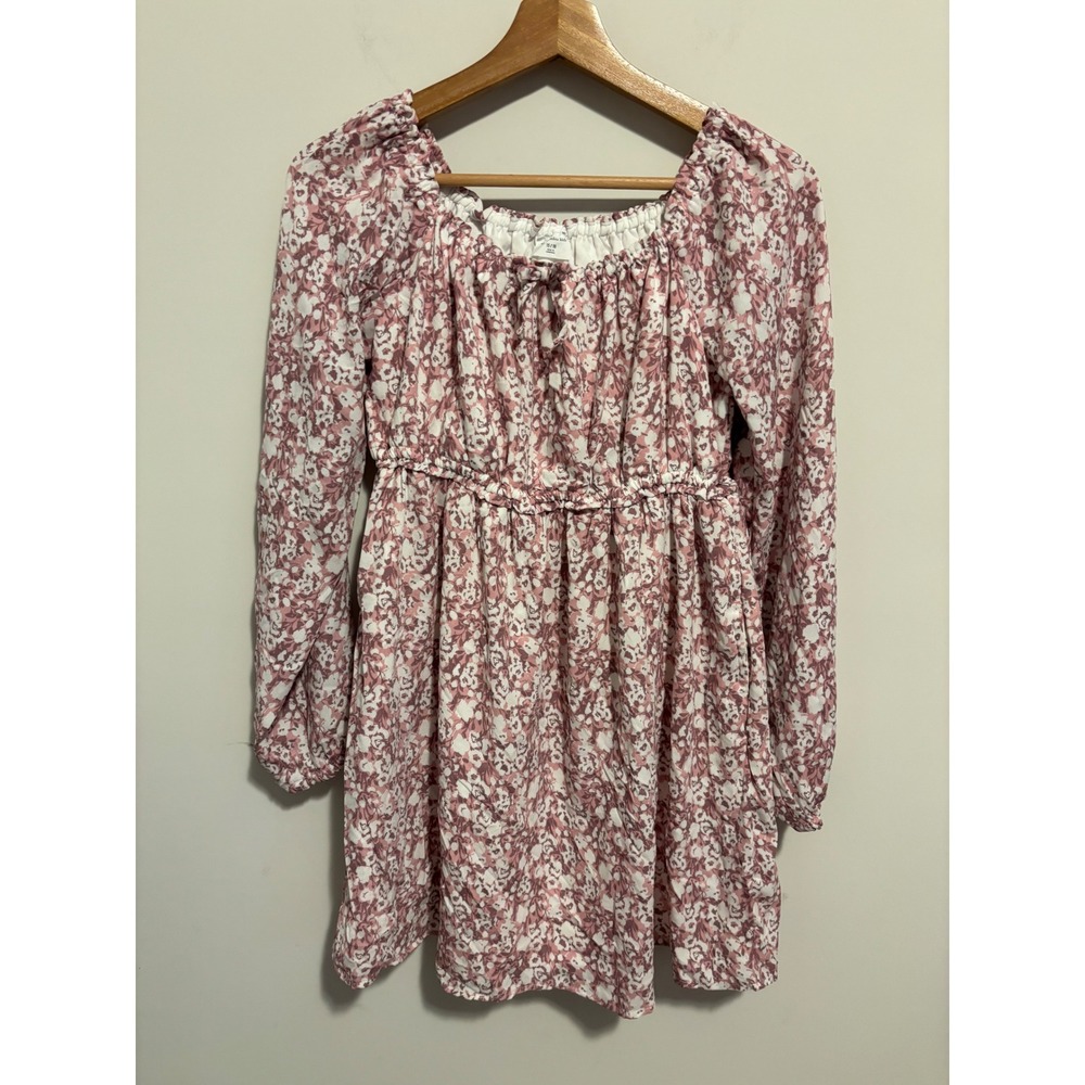 Abercrombie Kids Girls Pink Floral Long Sleeve Mini Dress Size 15/16